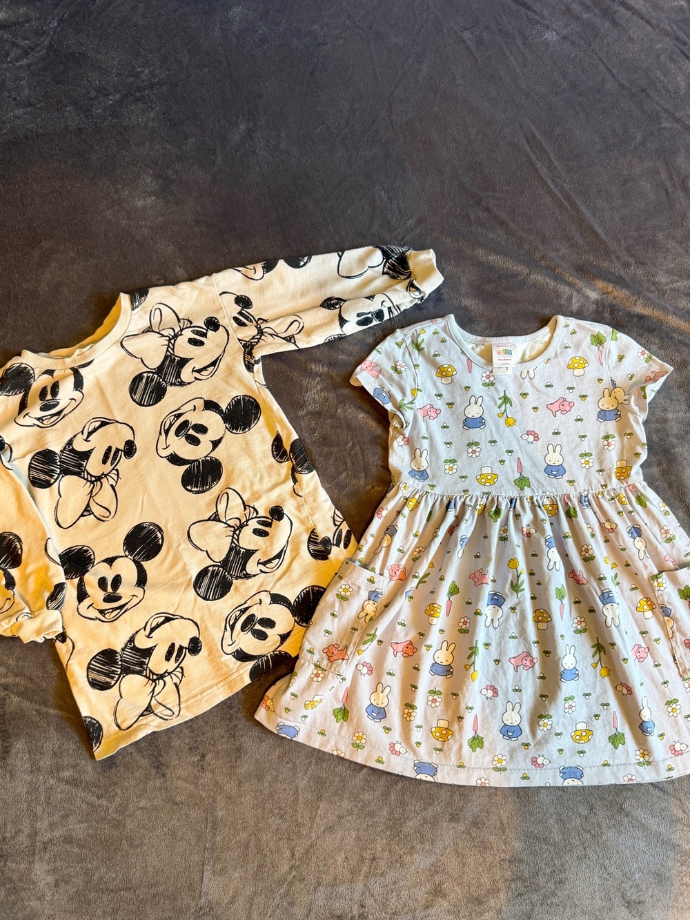 Hanna Andersson Miffy Dress & H&M Disney Mickey Mouse Thick Tee Bundle Sz 5-6
